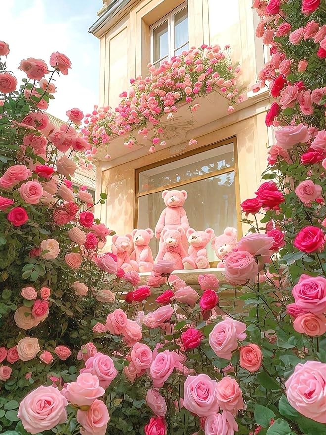 600+ Climbing Rose Seeds for Planting Outdoors - Vibrant Vine Flower, Long-Blooming Ornamental Garden Blooms (Pink)