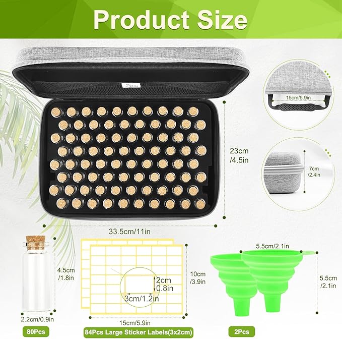 SMUJU 【80 Slots】 Seed Storage Organizer, Sturdy Seed Organizer Storage Box with Dual Zipper Bag and 84Pcs Label Stickers, Glass Seed Storage Container for Flower Vegetable Plants Garden Seeds Saving