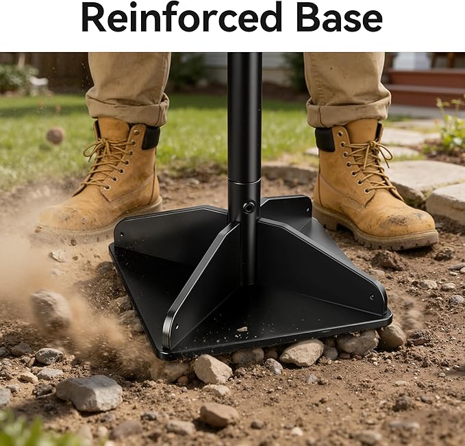 Heavy Duty Steel Tamper, 48" Handle Tamper with Comfortable Rubber Grip, 8×8" Garden Tamper Tool for Soil, Gravel, Asphalt & Lawn