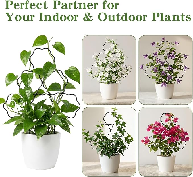 ZOUTOG 12 Pack Trellis for Climbing Plants Outdoor 15 Inch,Rustproof Metal Garden Trellis for Potted Plants,Sturdy Houseplant Support Indoor Outdoor for Ivy Pothos Monstera Hoya Flower Vine (Flower)