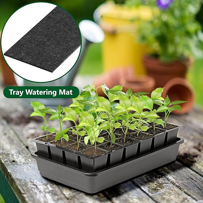 EBaokuup 12 Pcs 24-Cell Replacement Capillary Mats-13 x 8.3 Inches Self Watering Seed Starting Mat-Capillary Mats for Indoor Gardening Greenhouse Plant Seed Starting