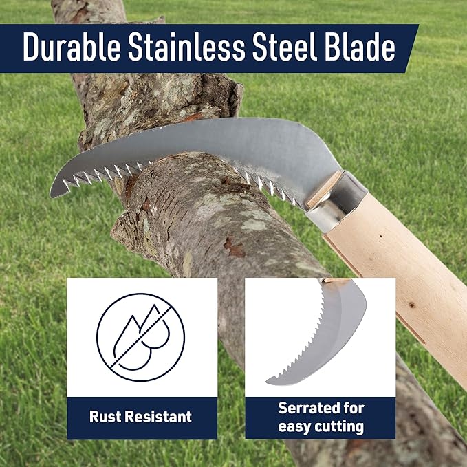 Japanese Saw Hand Saw - 8” Root Cutter with Sharp 2.75” Serrated Stainless Steel Blade and 30-Degree Cutting Angle - Garden Tools for Gardening and Landscaping by Kings County Tools