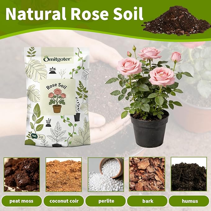 Rose Soil Potting Soil 4qt- Natural Organic Potting Mix for Roses, Superior Drainage & Breathability, Nutrient-Rich Formula to Support Healthy Rose Growth