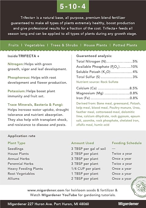 Trifecta+ 5-10-4 Organic All Purpose Plant Flower and Vegetable Fertilizer (6 LB)