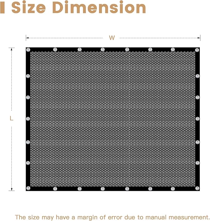 VICLLAX 70% Customized Black Garden Shade Cloth Sun Shade Fabric – UV Resistant Durable Sunblock Netting for Plants, Outdoor Patio, and Greenhouse Coverage, 4x6 FT