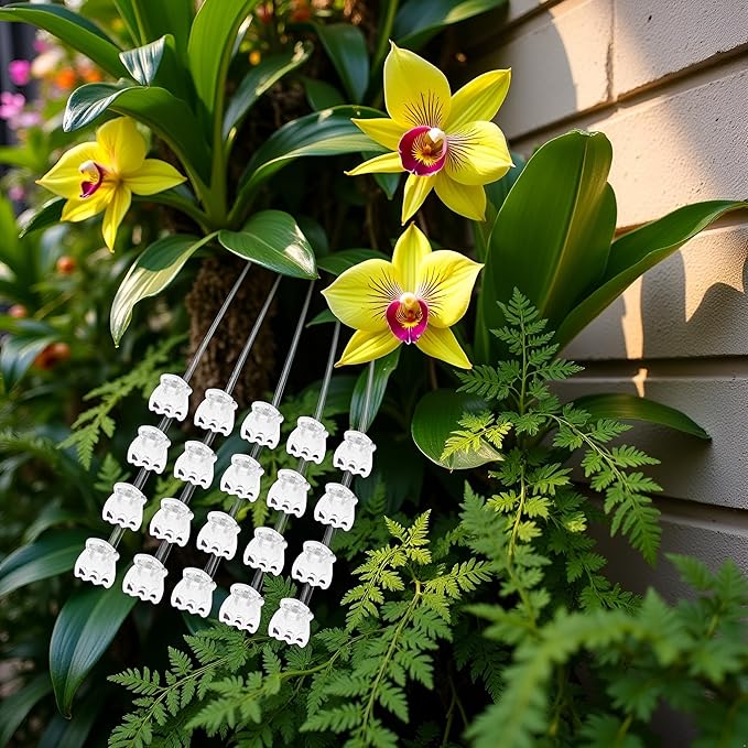 50 Pcs Plant Orchid Clips Flowers Support Clear Fixer for Garden Vine Stem Plants Climbing Clasp Transparent 6 Claws Orchid Clips Plastic Butterfly Plant Support Structures,Plant Support Garden Stakes