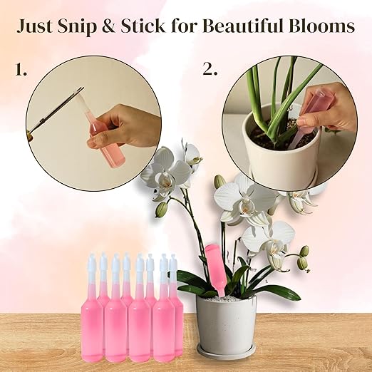 Liquid Orchid Fertilizer Spikes | Ready-to-Use Orchid Food for Blooming, Fertilizer for Orchids (8 Drip Feeders)