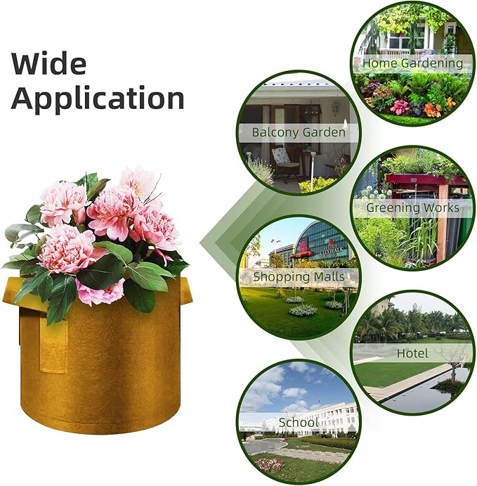 12-Pack 5 Gallon Plant Grow Bags, Thickened Nonwoven Fabric Pots with Handles, Vegetable Planter Bags Containers, Cloth Planters for Garden Vegetable/Flower/Plant/Fruits Outdoor (Brown)