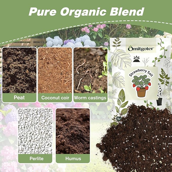 All-Natural Strawberry Soil & Potting Mix 2qt - Premium Potting Soil for All-Stage Strawberry Growth