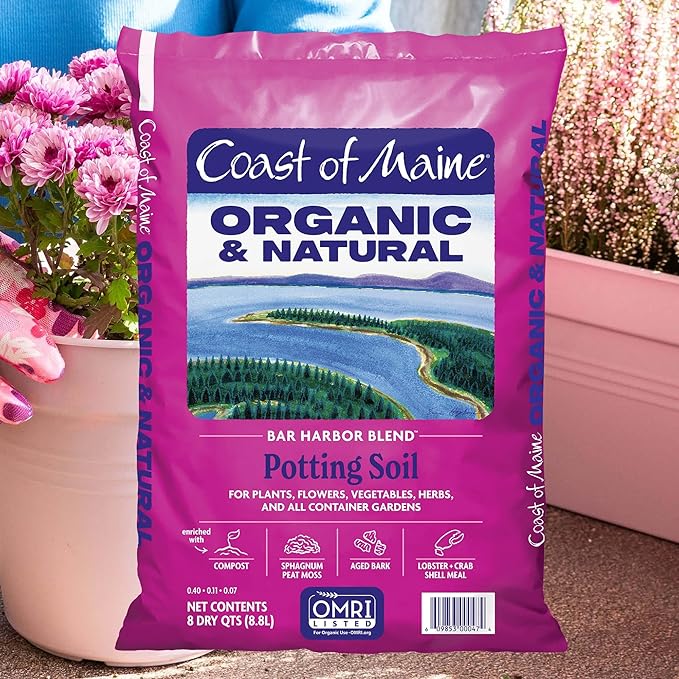 Coast of Maine Bar Harbor Blend, 8qt (Pack of 2) Organic and Natural Potting Soil for Houseplants, Flowers, Vegetables, Herbs and Containers