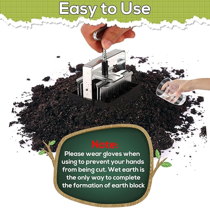Mini 20 Cell Soil Blocker, Iron Hand Held 3/4 in Soil Block Maker Blocking Tool for Seed Starting with Seed Dispenser Garden Seeding Tools for Indoor Outdoor Plants
