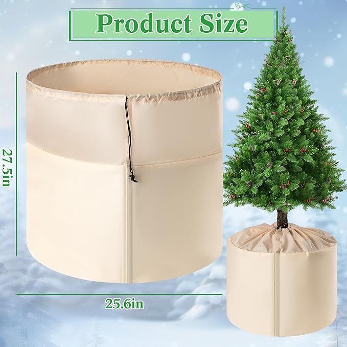 2 Pcs Plant Pot Covers for Winter, Insulated Potted Plant Covers Freeze Protection with Drawstring & Hook-and-Loop Closure, Flower Pot Protection Bag to Keep Outdoor Plant Warm, 25.6"x 27.5"