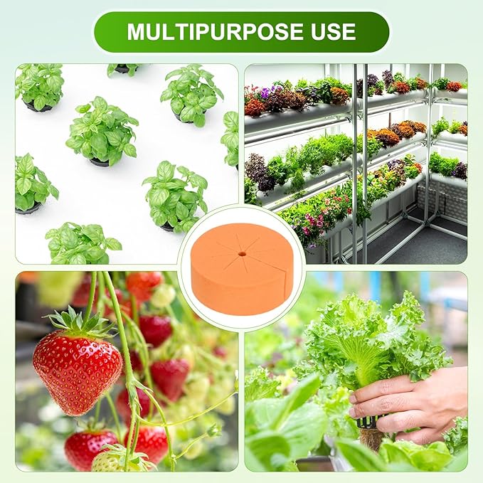 60-Pack Cloning Collars Inserts, Hydroponics Sponge Systems Cloning DIY Foam Cloner Inserts Fits 2" Net Pots for Hydroponic/DIY Cloner/Clone Machines/Plant Germination [Orange]