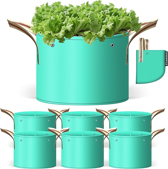 SPONDWILD 7 Pcs 25 Gallon Potato Grow Bag, PE Garden pots Plant Grow Bag with Branch-Binding Holes and Drain holefor for Vegetables, Strawberries, Flowers