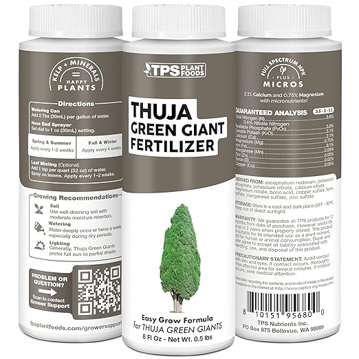Thuja Green Giant Fertilizer – Liquid Plant Food for Faster Growth, Fuller Green Foliage & Stronger Roots, 32 oz