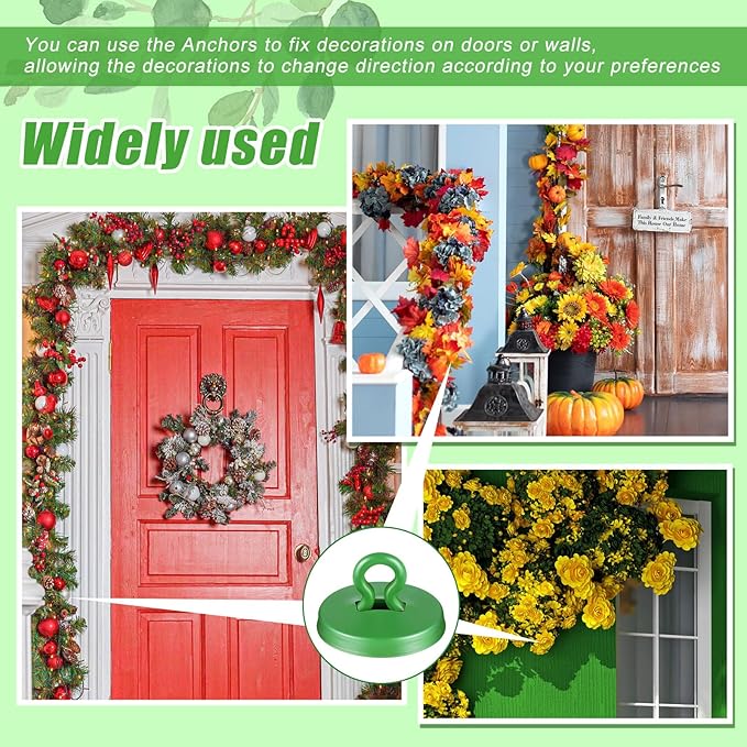 WILLBOND 80 Pieces Garland Hanging Hooks Plant Anchors for Trellis Plant Vine Trellis Anchor Wall Fixture Clips for Garland Light Decorations (Green)