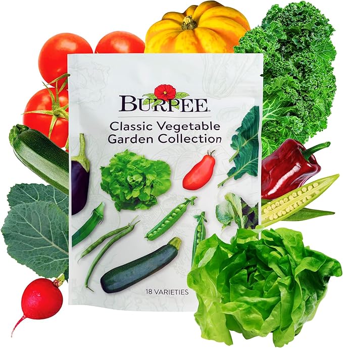Burpee Heirloom Vegetable Seeds - 15,000+ Seeds - Beans, Beets, Cauliflower, Celery, Collards, Cucumber, Eggplant, Kale, Lettuce, Okra, Onion, Pea, Sweet Pepper, Radish, Squash, Tomato, Turnip