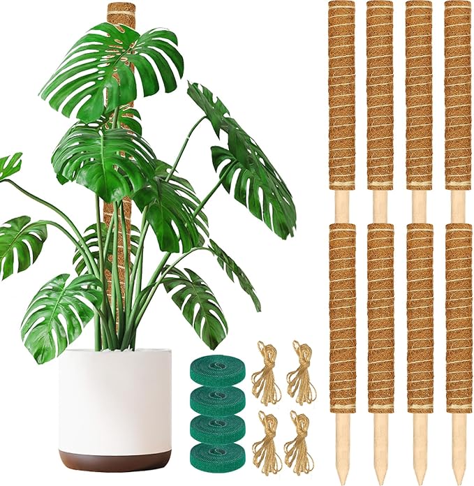 ALENEY Moss Pole, 8 Pack 23.6inch Stackable Moss Poles for Plants Monstera Plant Support, Coir Totem Pole Tall Moss Pole for Climbing Plants, Sphagnum, Indoor Potted Plants