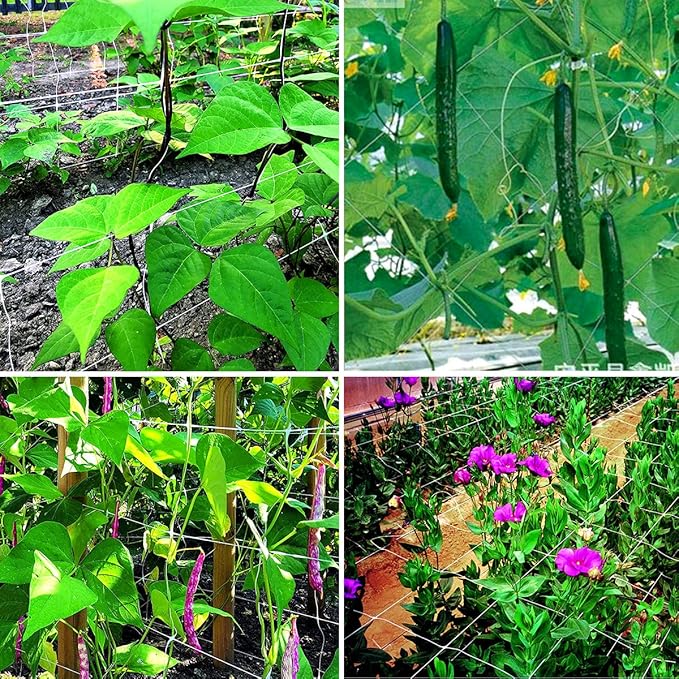 White Trellis Netting 4x100 ft Heavy Duty Garden Netting Polypropylene Plant Support Net for Climbing Vegetables Fruits Flowers
