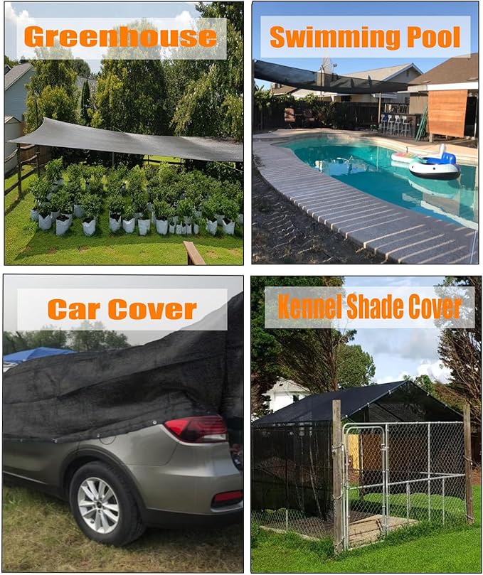 e.share Black Shade Cloth, 90%-95% Sunblock UV Protection, 10 FT X 14 FT, Roll Shade Sun Mesh Net for Garden Plant Cover,Flower,Greenhouse,Vegetable, Chicken Coop,Patio Kennel,Swimming Pool,Car Cover