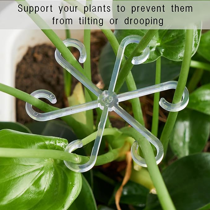 8/16/32PCS Plant Stem Support,4 Sizes Set,Plastic Stems Holder for Indoor Plants, Reusable Stem stabilizer,Keeps Potted Houseplants Growing Straight (16, Clear)