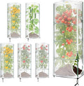 6 Pack 47.2 * 16.9 * 16.9inch Plant Cover for Square Tomato Cage,Tomato Trellis Mesh Netting Covers with Zipper Drawstring Bird Netting for Garden Protection