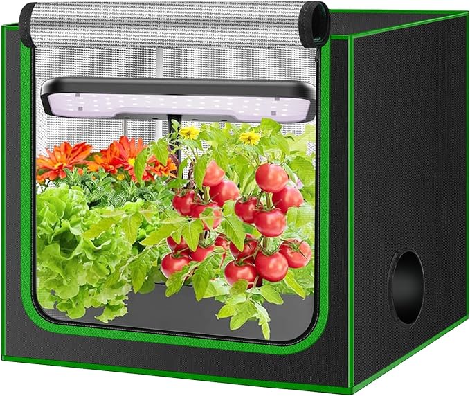 MELONFARM Small Grow Tent for Aerogarden，24”x18”x28” ，Hydroponics Growing System ，Highly Reflective 600D Diamond Mylar Canvas with Ventilation window and Floor Tray for Hydroponic Indoor Plant Growing