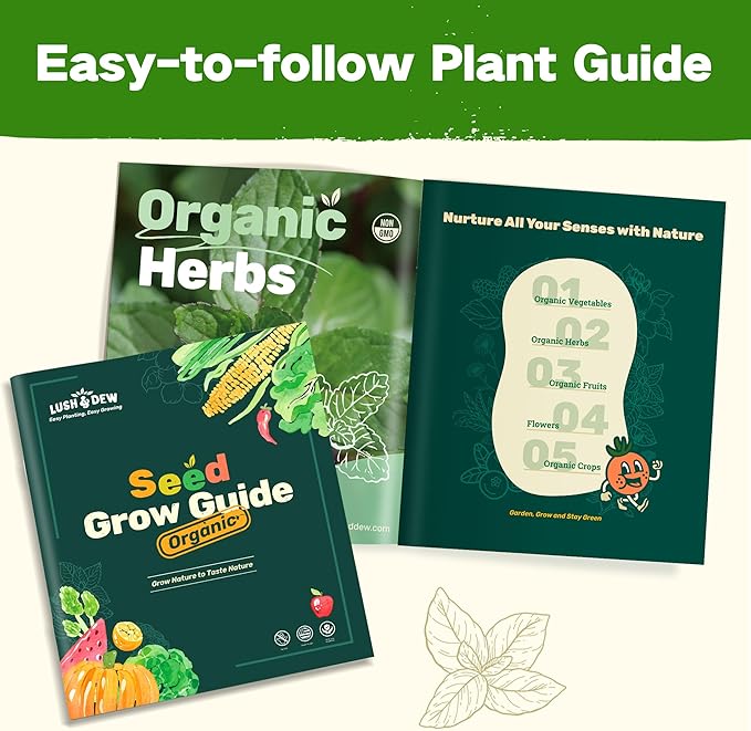 Lush&Dew Companion Plants Heirloom Seed Bank, Gardening Gifts for Women & Men, 32 Varieties 30,000+ Non-GMO Vegetable Seeds for Planting in Garden Bed Greenhouse, Survival Seed Kit for Food Supply