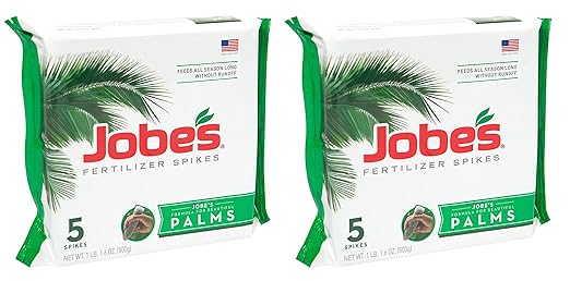 Jobe's Palm Tree Fertilizer Spikes 10-5-10 Time Release Fertilizer for All Outdoor Palm Trees, 5 Spikes Per Package (2-(Pack))