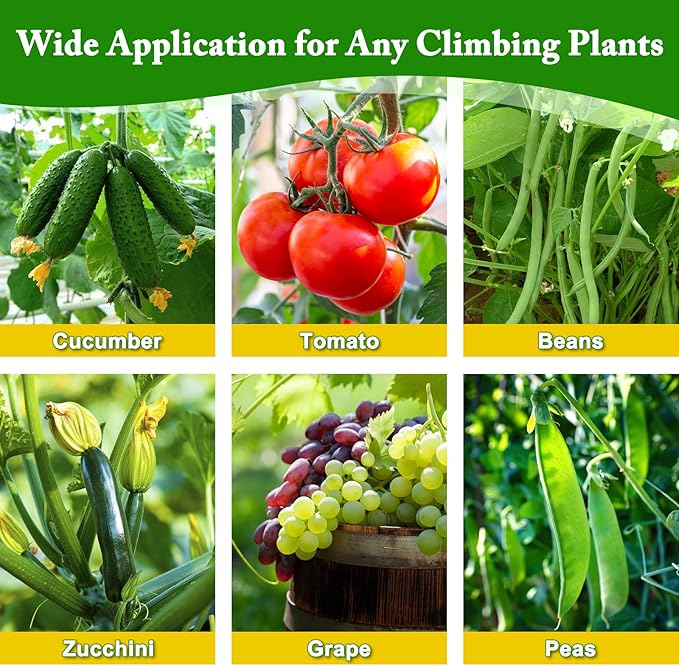 Cucumber Trellis for Climbing Plants Outdoors, U-Shape Garden Trellis for Raised Bed with Netting, Plant Support Structures for Vegetables, Grape, Bean, Tomato, Vines, 48 * 46 inch, Green