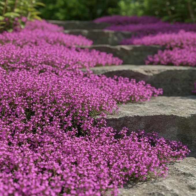 20,000+ Creeping Thyme Seeds Ground Cover, Non-GMO Perennial Flower Seeds, Hardy Thymus Serpyllum, Creeping Phlox Alternative for Landscaping & Garden Paths (Hot Pink)
