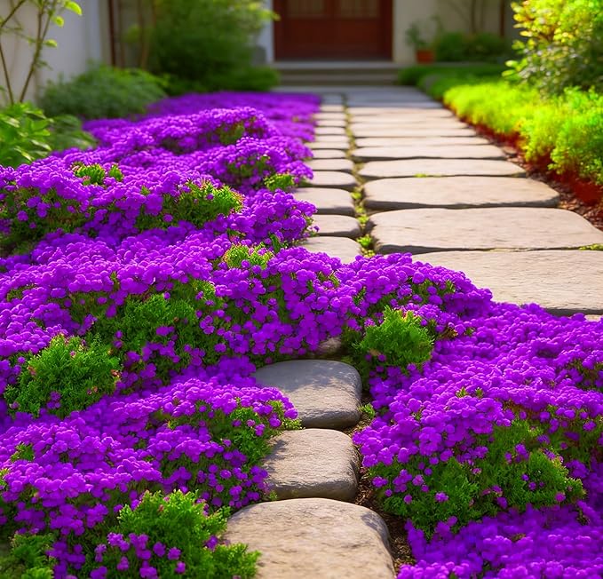 Purple Creeping Thyme Ground Cover Flower Seeds for Planting, 20008pcs Perennial Purple Creeping Wild Thymus Seeds, Non-GMO Heirloom Wild Thymus Serpyllum Flower Plants for Home Garden Outdoors