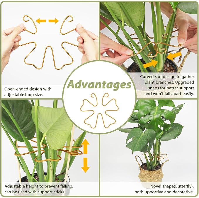 PRETTY JOLLY 5PCS Iron Monstera Plant Support Stakes Premium Plant Stand for Indoor & Outdoor Plants Practical Leaf Holders,Durable Trellis Accessories for Gardening Enthusiasts(Butterfly)