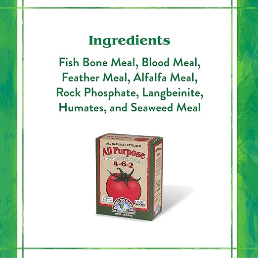 Down To Earth All Natural Fertilizers Organic All Purpose Tomato & Vegetable Mix - Plant Food for Tomatoes, Peppers, Herbs and Flowers 4-6-2, 1 lb