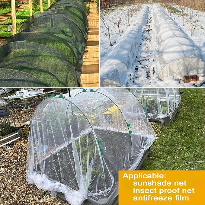 Garden Hoops for Raised Beds - Rust-Free Fiberglass Garden Hoops Support with Clips, DIY Plant Support Stakes for Garden Netting, Shade Cloth, Frost Protection and Plant Covers, 25-Pack