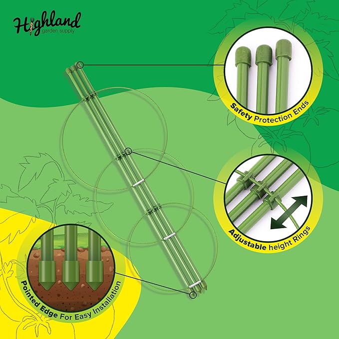Tomato Cages for Garden Cherry Tomato Cage Plant Support Structures, Vegetables Climbing Plants Plant Trellis for Climbing Vegetable Metal 18" 3Pack