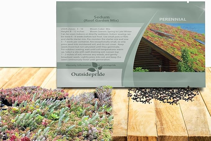 Outsidepride Roof Garden Sedum Seeds - 5000 Pcs Perennial Ground Cover Seeds for Planting, Cold-Hardy & Heat-Tolerant Succulent Plants, Ideal for Rock Gardens, Containers, and Xeriscaping