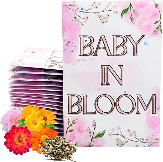 Wildflower Seed Packets Baby in Bloom Baby Shower Party Favors (Pack of 30) - Wildflower Seed Packet Favors Gift Pink Girl