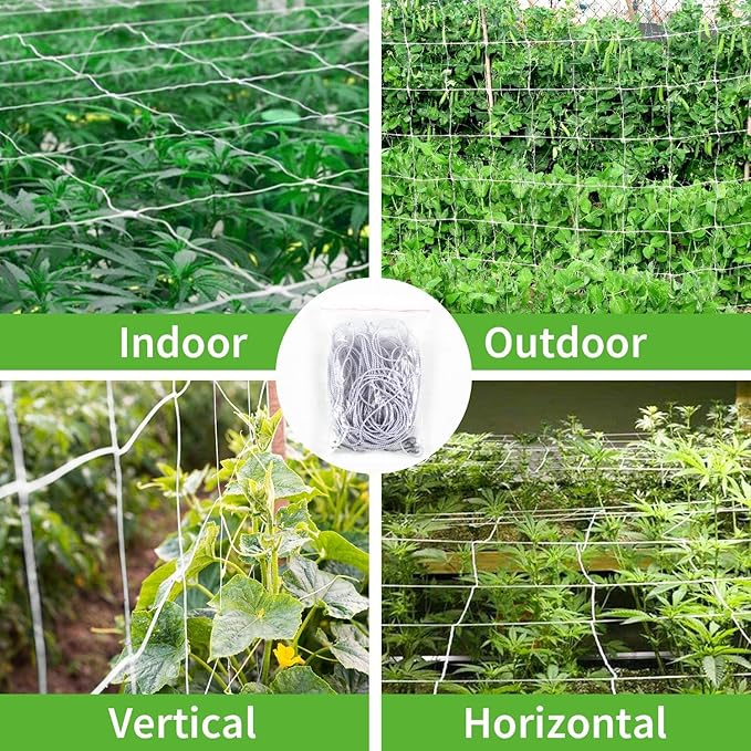 iPower 2-Pack 3x3FT Elastic Trellis Netting with 6 Hooks for Greenhouse Indoor and Outdoor Climbing Plants, Flowers, 3' x 3', White