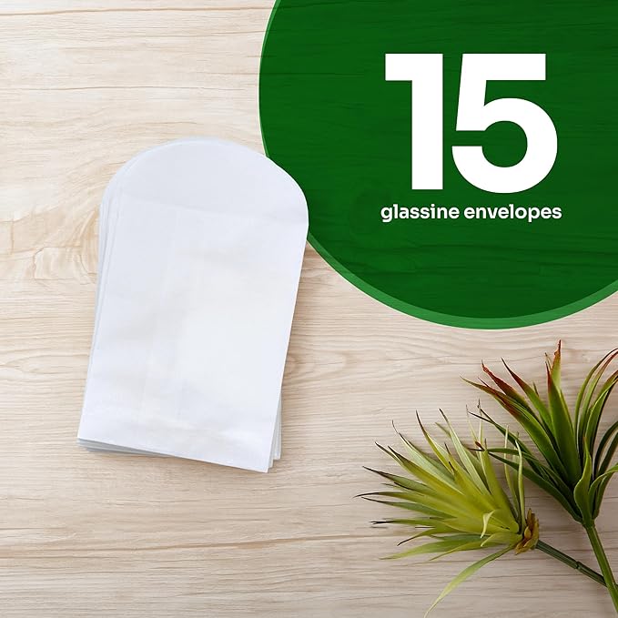 Seed Bloom 15 Sets of Heart Planting Guide with Glassine Envelopes – Perfect for Seed Paper Products, Wedding Favors, and Gift Sets