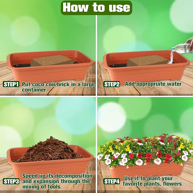 ZeeDix 1 Pack Coco Coir Brick, 100% Organic Compressed Coco Coir Brick Seed Starter Potting Soil for Plants, Premium Coconut Fiber Substrate with Low EC & pH Balance for Gardening Flower Herbs