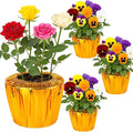 4 Pack Plant Pot Covers, Decorative Plant Sleeve Fit for 6 Inch Pots, Reusable Golden Cloth Wrap for Potted Plant, Versatile Planter Cover for Weddings Parties and Holidays (Fit for 6" Pots)