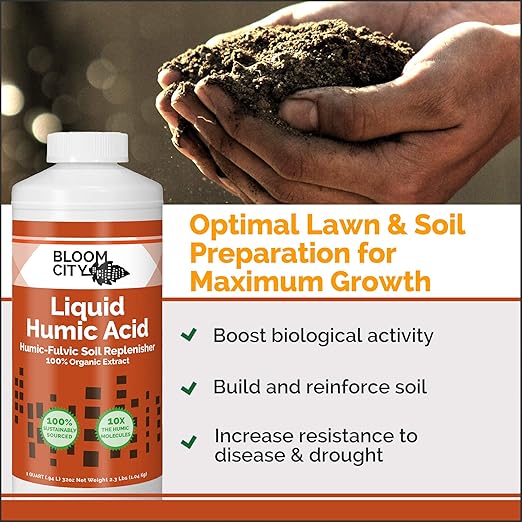 Bloom City Humic Acid for Lawns – Liquid Soil Conditioner for Stronger Root Growth, Better Nutrient Uptake & Greener Grass, 1 Gallon
