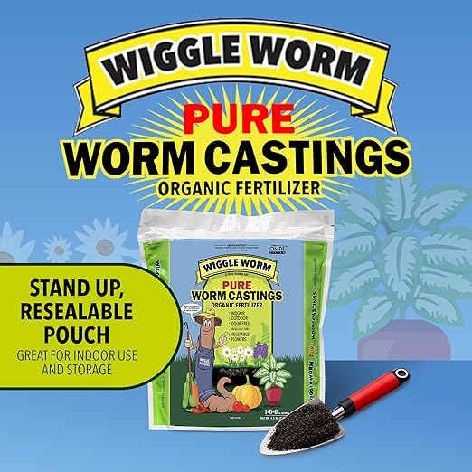 100% Pure Organic Mineral-Dense Worm Castings Fertilizer in Resealable Zipper Pouch, 4.5lbs, 3 Pack - Improves Soil Fertility and Aeration for Growing Better Houseplants, Veggies, and More