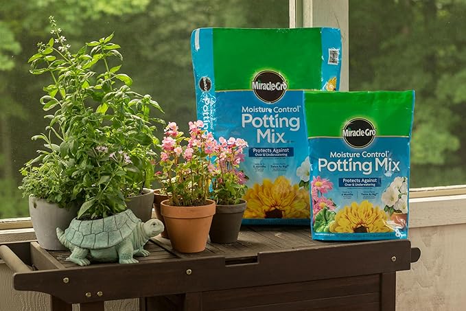 Miracle-Gro Moisture Control Potting Mix - Plant Soil for Container Plants, Protects Against Over- and Under-Watering, 16 qt. (2-Pack)