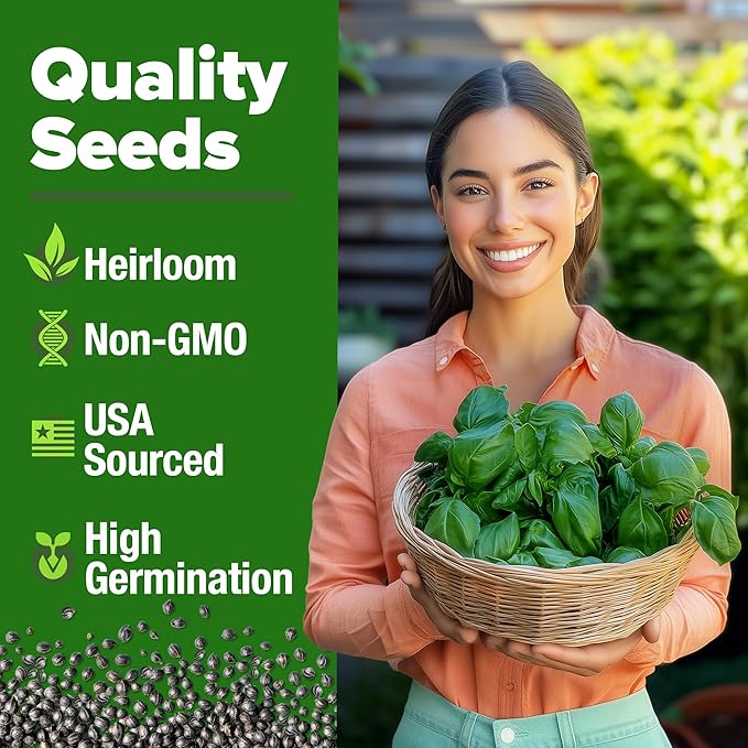 HOME GROWN Culinary Herb Seeds Bundle – 5,924+ 𝗡𝗢𝗡-𝗚𝗠𝗢 USA-SOURCED Heirloom Seeds | 1424 Italian Basil + 15 Variety 4500+ Herb Seed Kit – Indoor Hydroponics & Outdoor Garden Starter Pack