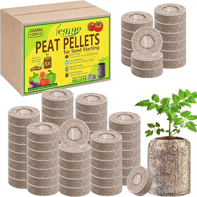 Legigo 100 Pcs 36mm Seed Starter Peat Pellets for Seedlings- Compressed Seed Starter Pods Seed Starting Pellets Plugs Soil Peat Pods for Starting Seeds, Garden Planting Herb Flower Vegetables