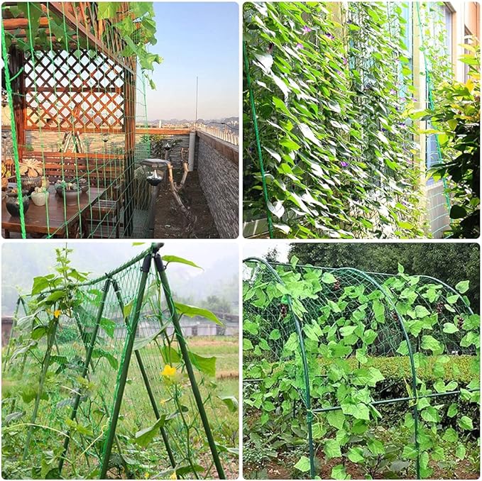 Trellis Netting, PDGROW Climbing Plant Support Net Garden Pea Bean Neting, Heavy-Duty PE Trellis Net for Cucumber, Tomato, Vegetables, Fruits, Sweet Pea Plants (6.6' x 8.2'Ft)