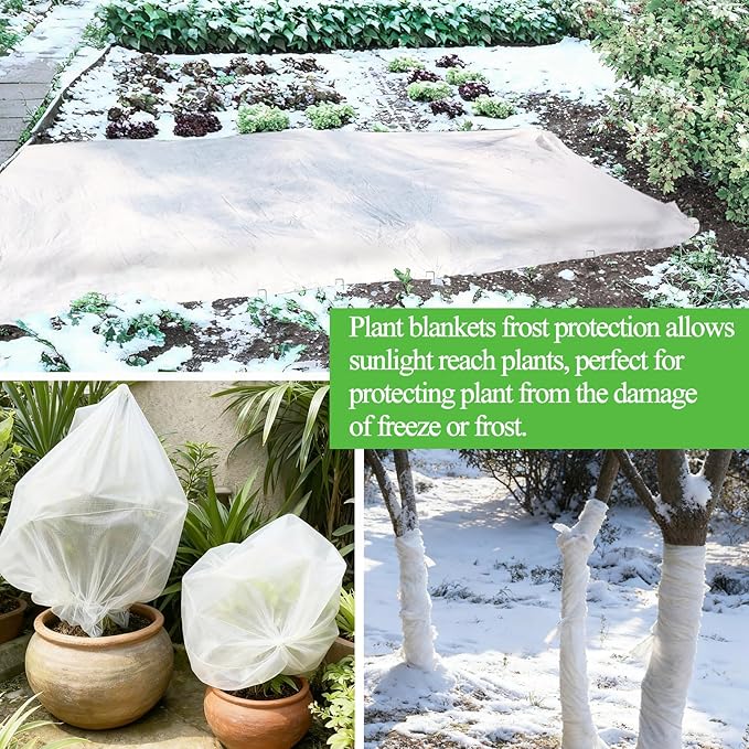 10ft x 50ft Plant Covers Freeze Protection Floating Row Cover 1oz/yd² Garden Fabric Plant Cover for Winter Frost Sun Bird Protection, Frost Blankets for Outdoor Plants, Winter Tree Frost Cloth
