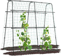 lalahoni Garden Cucumber Trellis for Climbing Plants Outdoor, 5.3 FT Tall Metal Arch Plant Support Vegetable Fruit Flower Vine Plant, Pea Tunnel A-Frame Raised Bed, with Netting, Black, RJ-HPZZ160